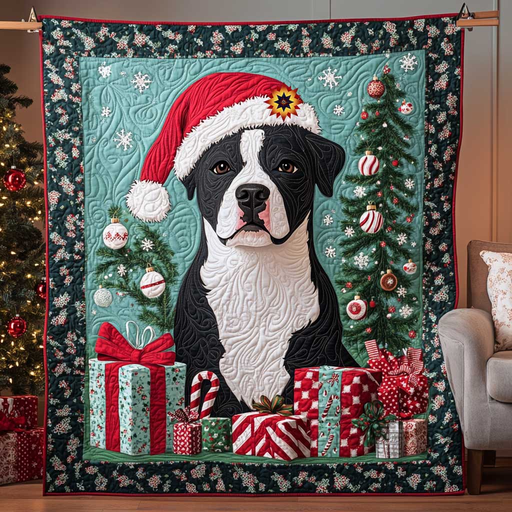 Christmas Adorable Bulldog Quilt Blanket