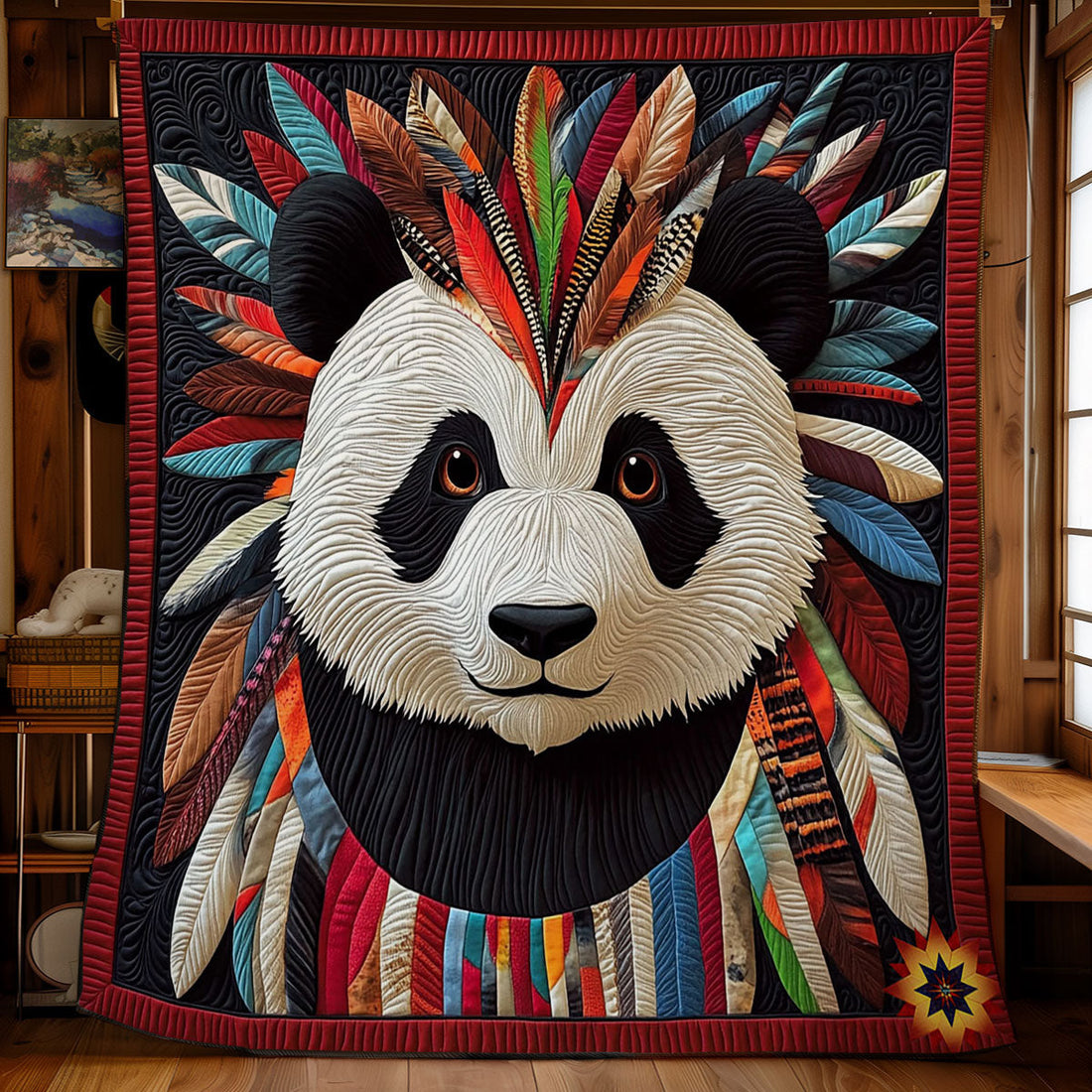 Native American Panda Quilt Blanket