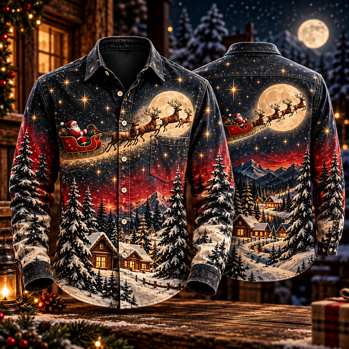 GENERAL:Áo sơ mi Giáng sinh tuần lộc dưới trăng tuyết-qj1s6l.png