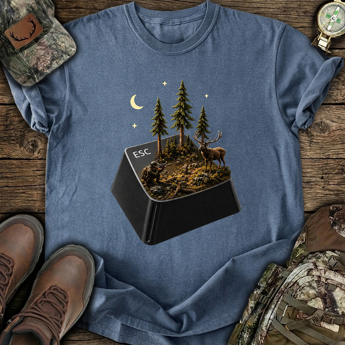 ESC Key Hunting Scene Hunter T-Shirt