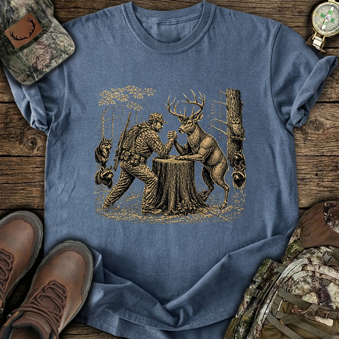 Deer Hunter Arm Wrestling T-Shirt
