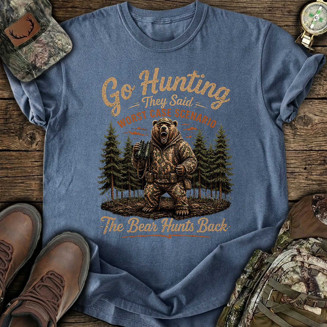 Bear Hunts Back Hunting T-Shirt
