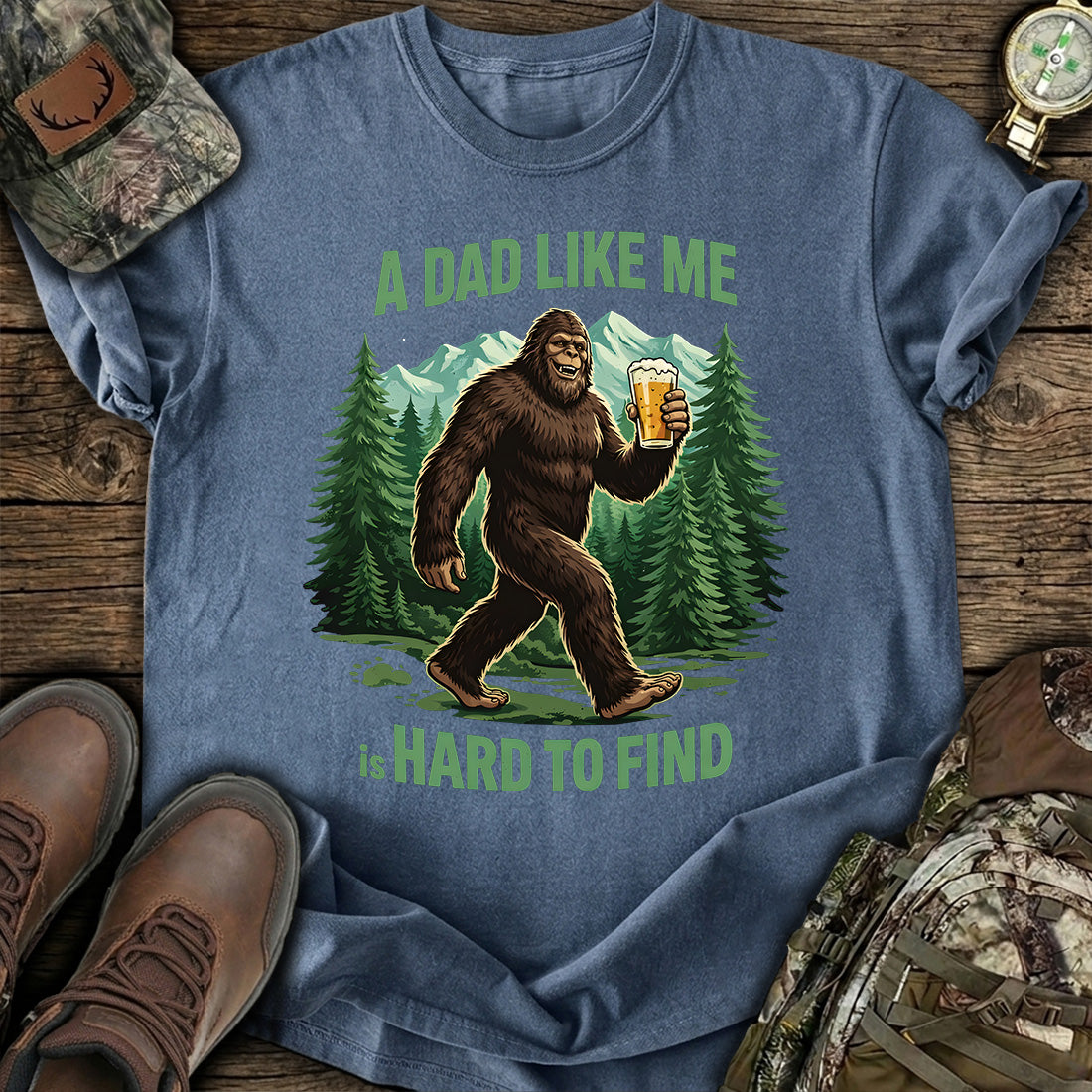 Funny Bigfoot Beer Dad T-Shirt