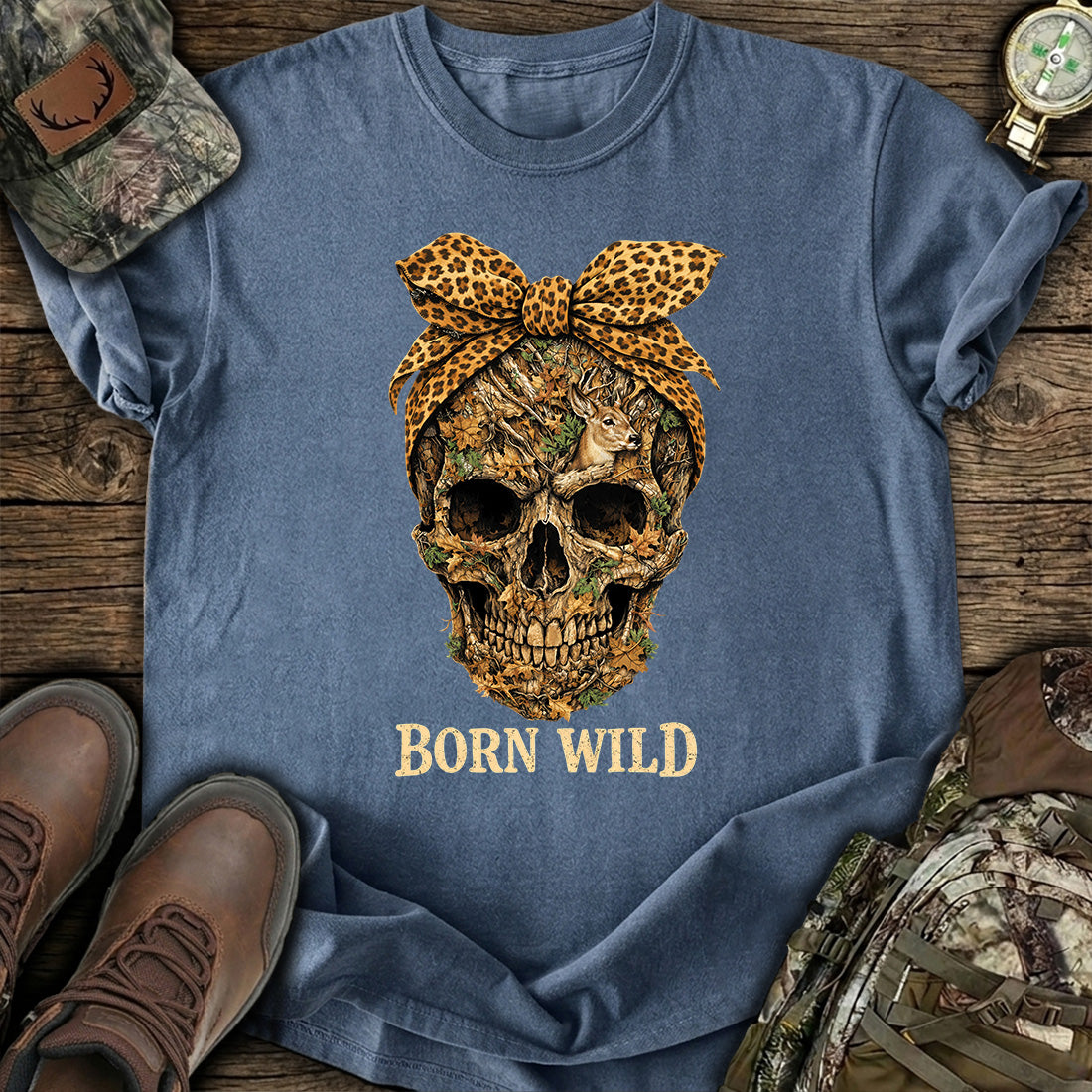 Born Wild Skull Hunting T-Shirt