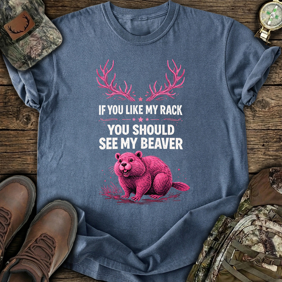 Funny Beaver Hunting Rack T-Shirt