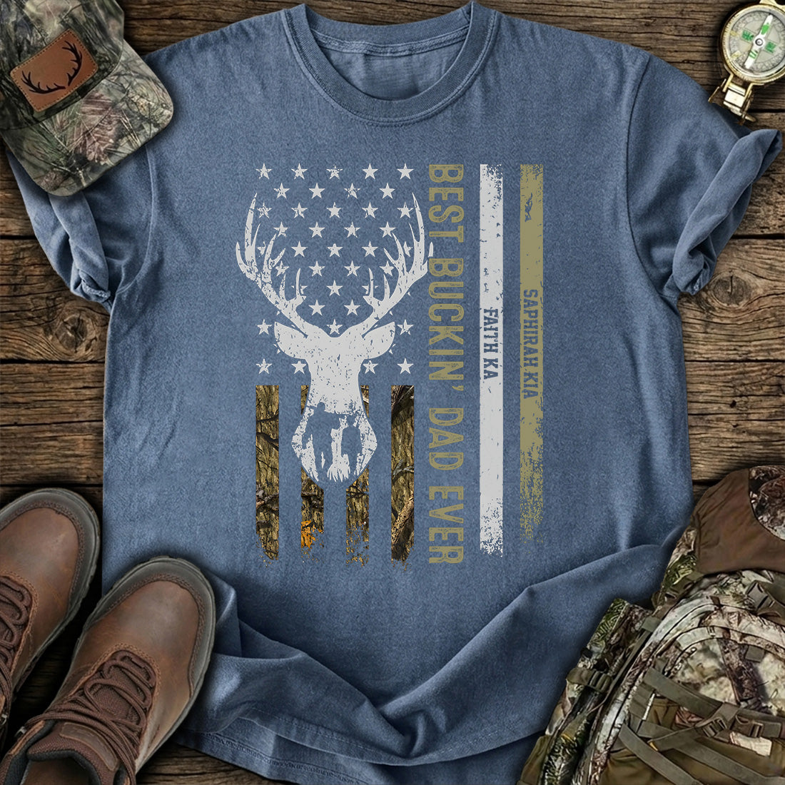 Custom Hunting Dad American T-Shirt
