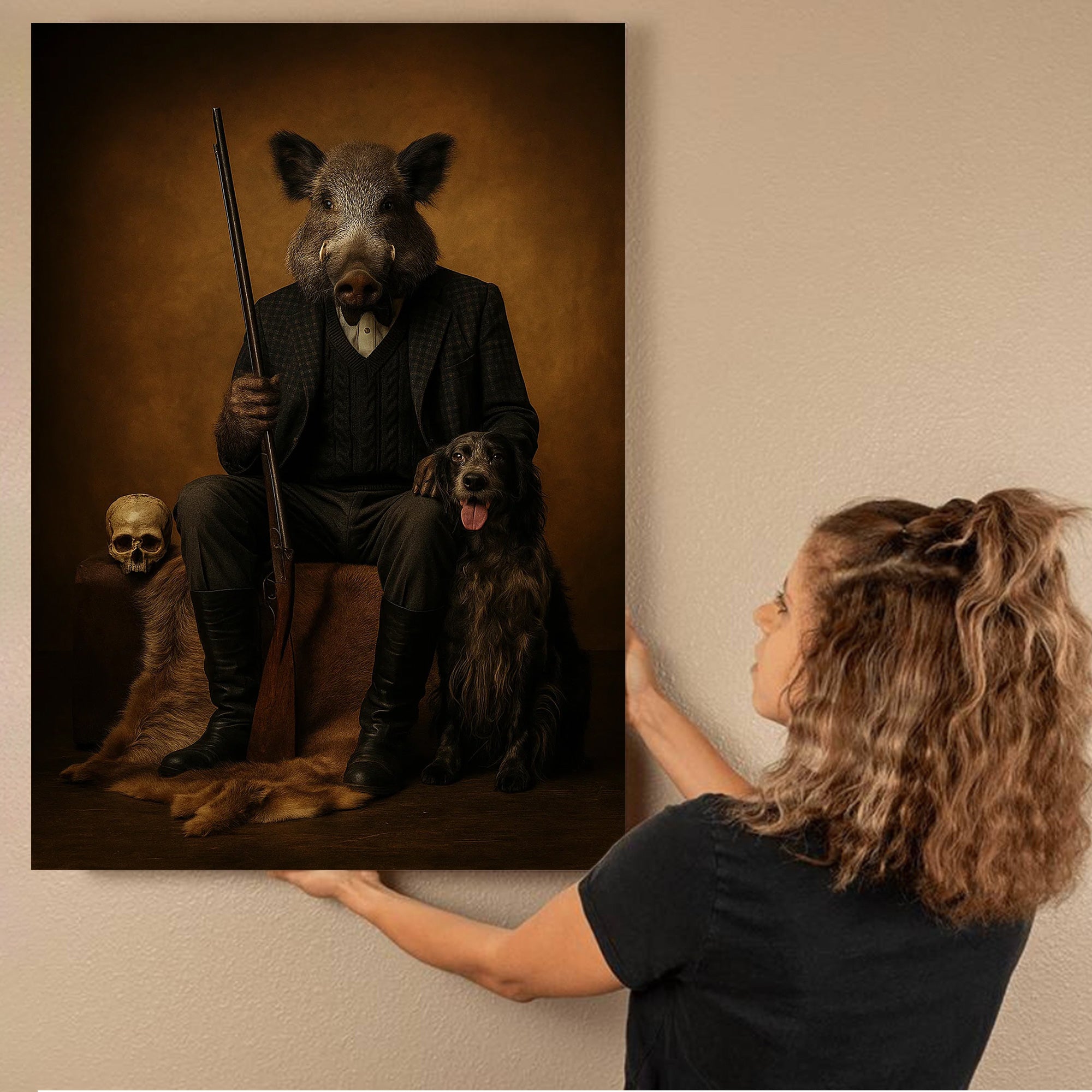 Boar Hunter Canvas Wall Art – Perfect Gift for Men Who Love Wildlife & Adventure