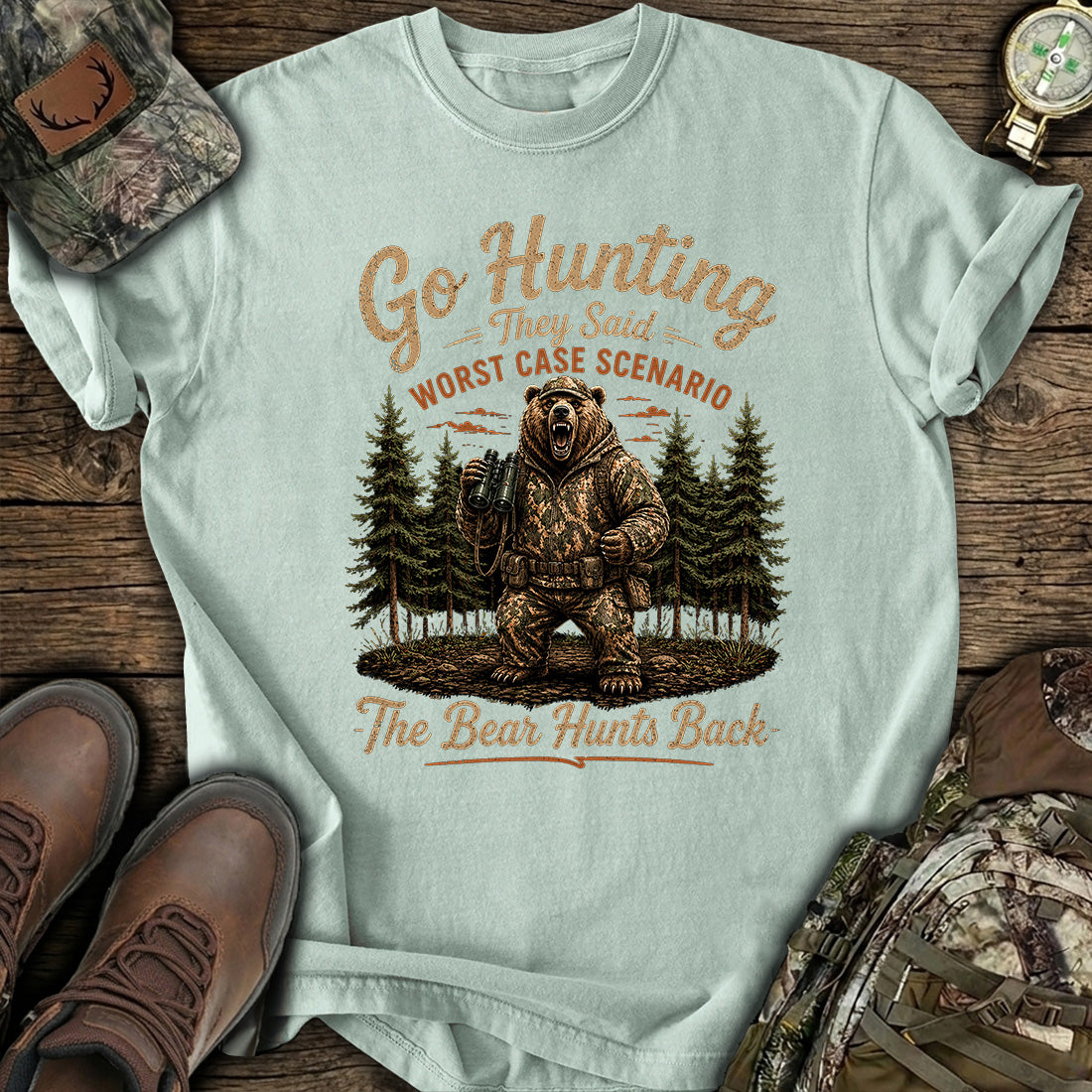 Bear Hunts Back Hunting T-Shirt