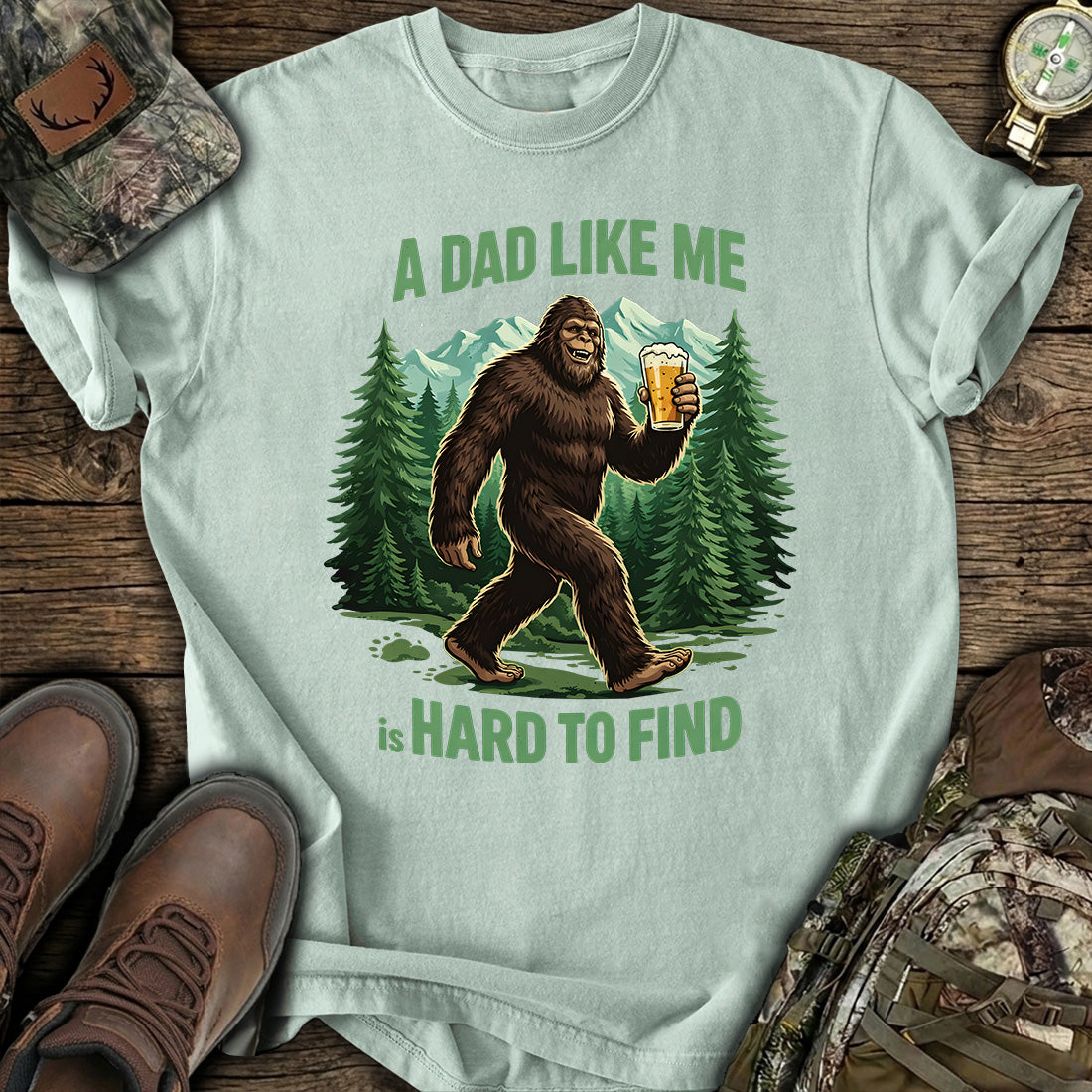 Funny Bigfoot Beer Dad T-Shirt