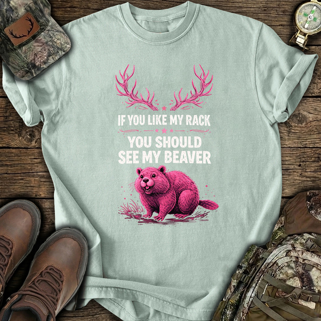Funny Beaver Hunting Rack T-Shirt