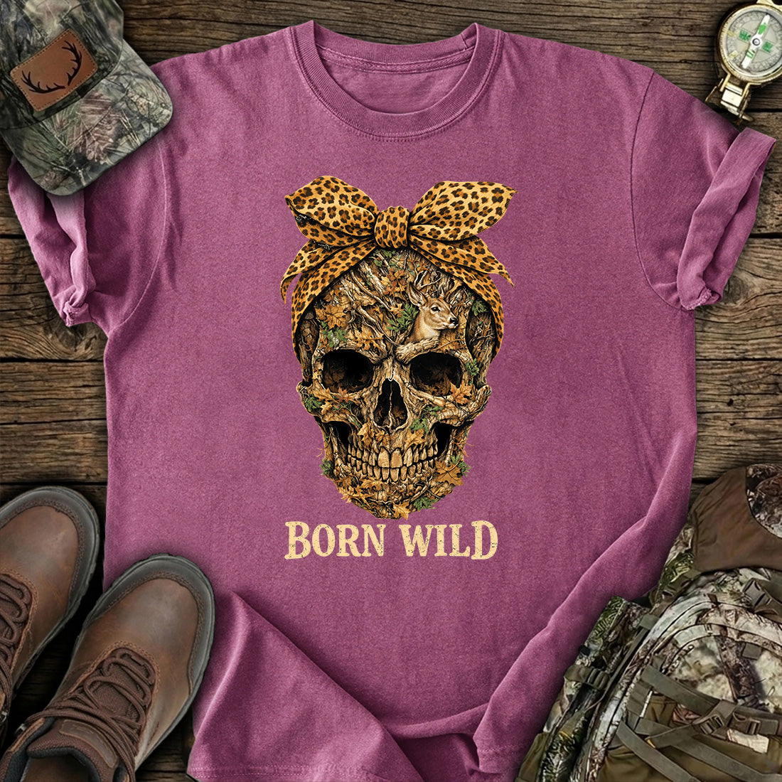 Born Wild Skull Hunting T-Shirt