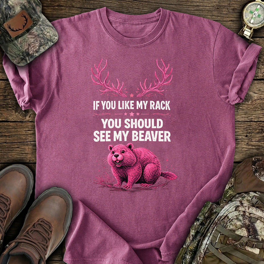 Funny Beaver Hunting Rack T-Shirt