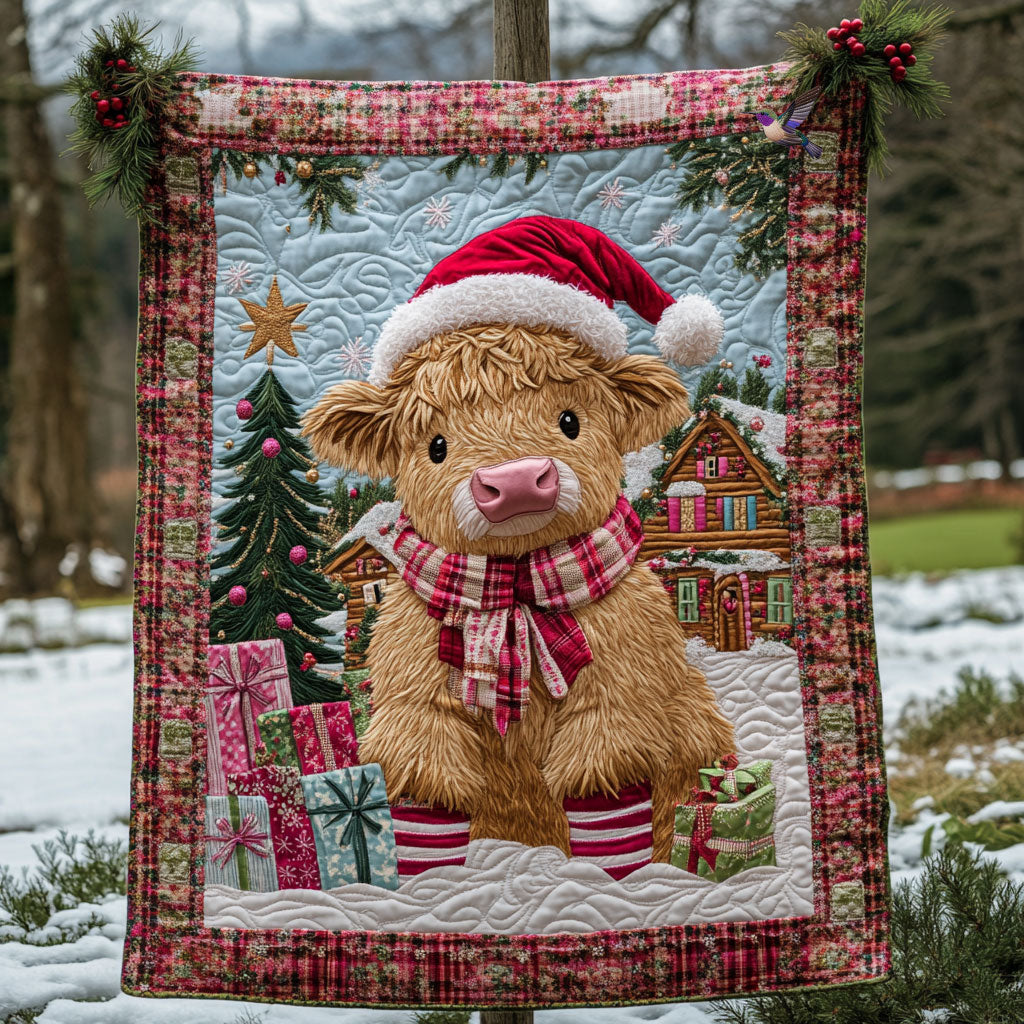 Christmas Baby Cow Holiday Cheer Quilt Blanket