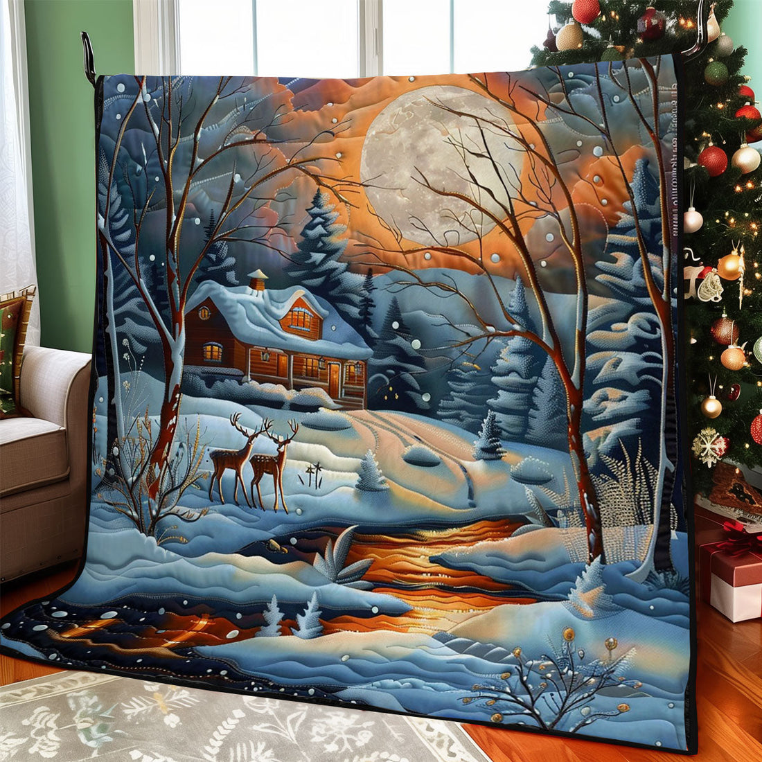 The Deer’s Cozy Corner Quilt Blanket