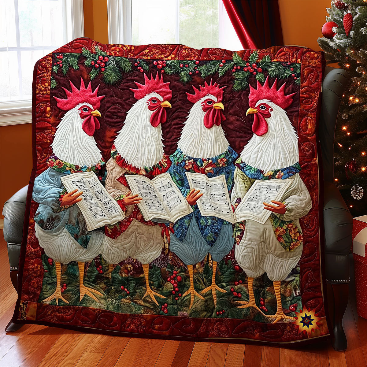 Christmas Carol Chicken Quilt Blanket