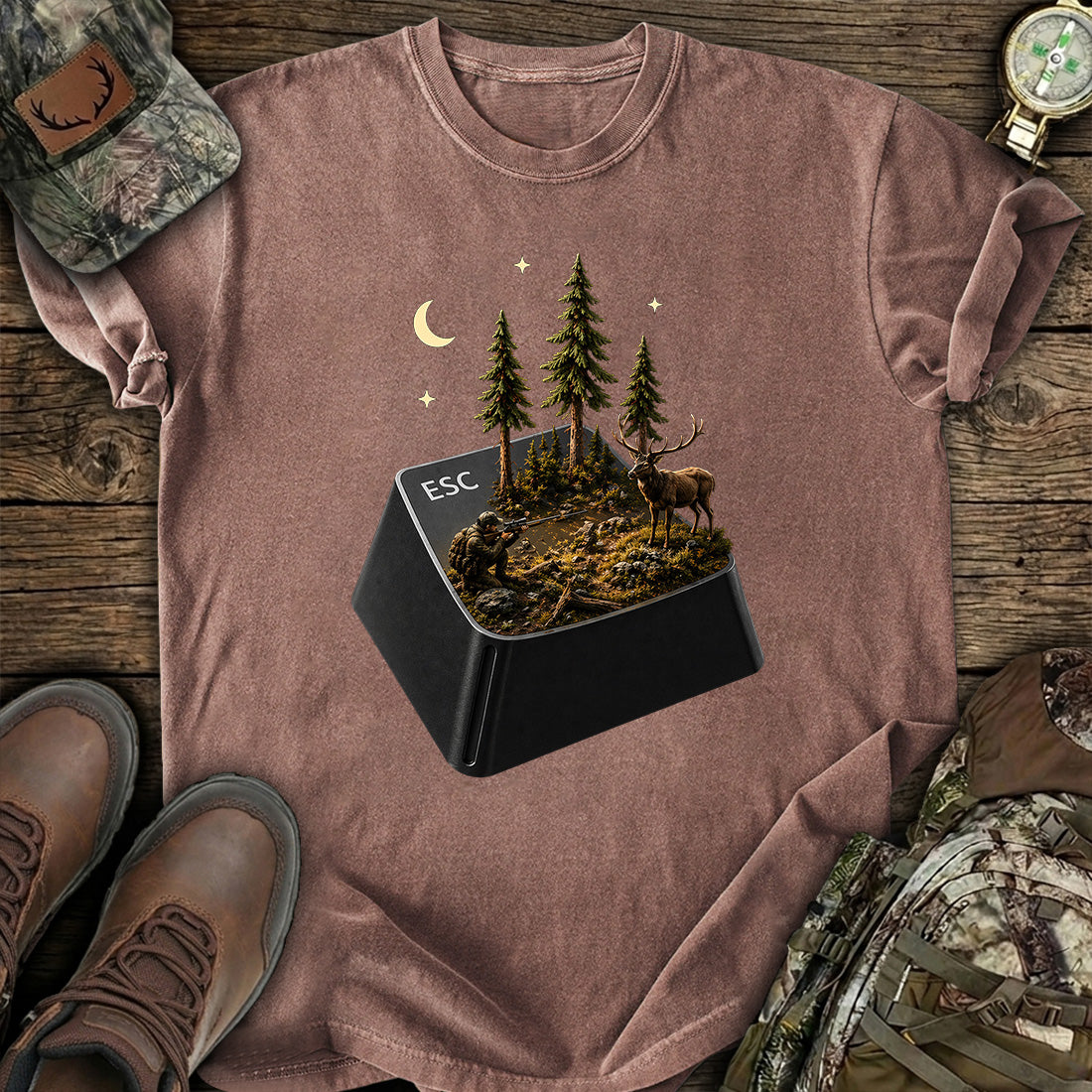 ESC Key Hunting Scene Hunter T-Shirt
