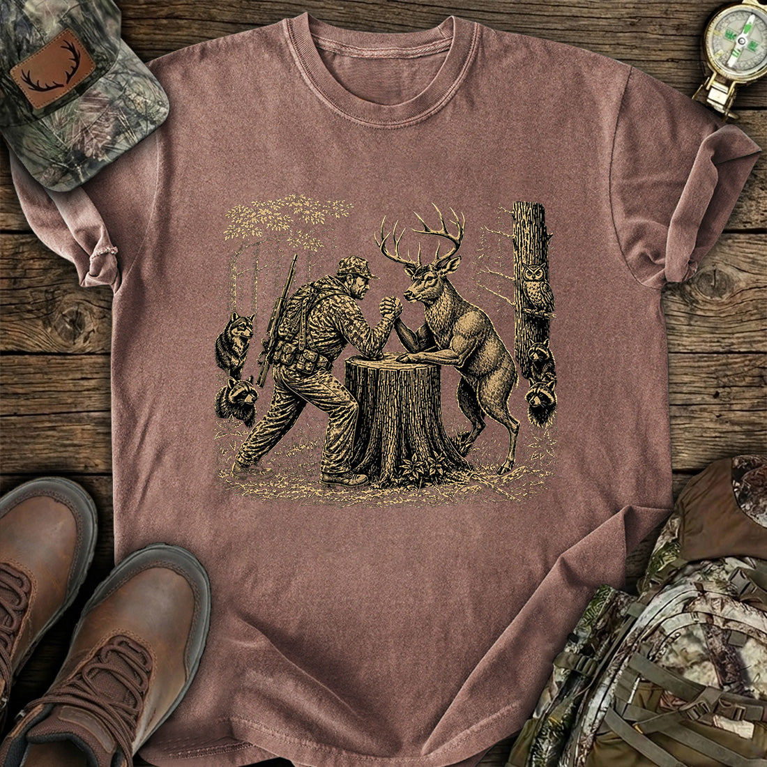 Deer Hunter Arm Wrestling T-Shirt