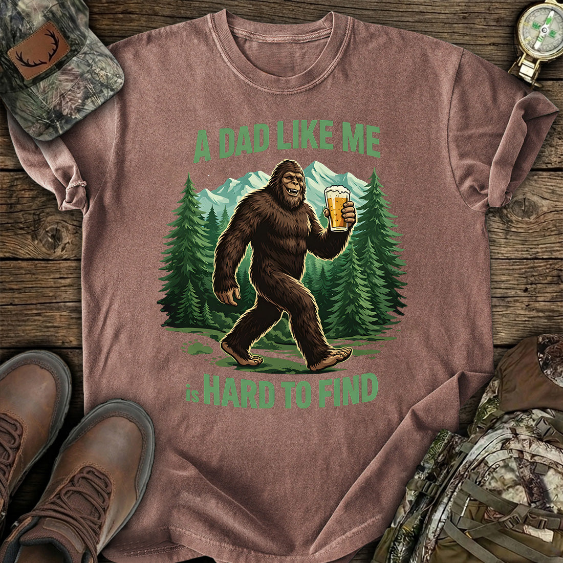 Funny Bigfoot Beer Dad T-Shirt