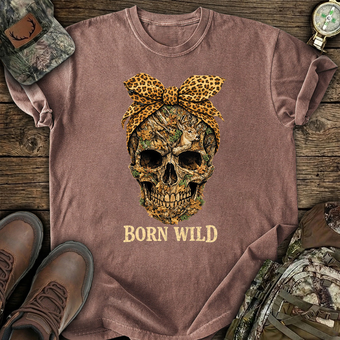 Born Wild Skull Hunting T-Shirt