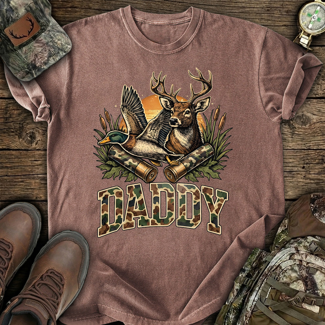 Hunting Daddy Deer Duck T-Shirt