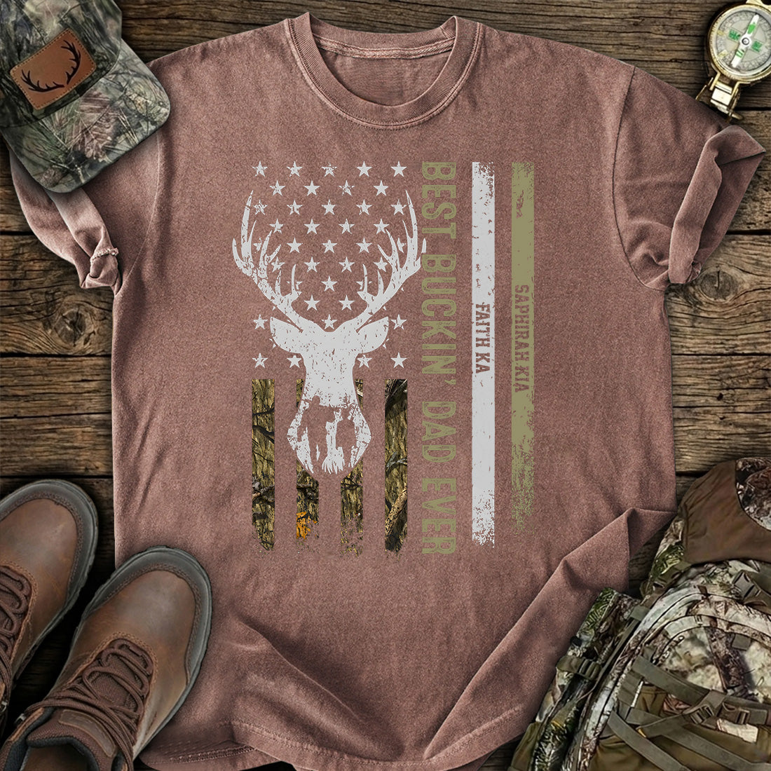 Custom Hunting Dad American T-Shirt