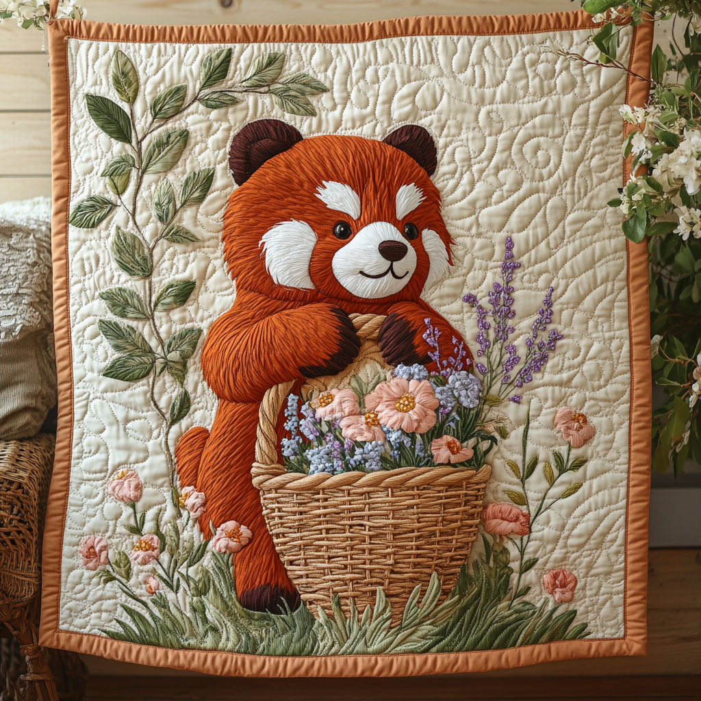 Flower Red Panda Quiet Moments Quilt Blanket