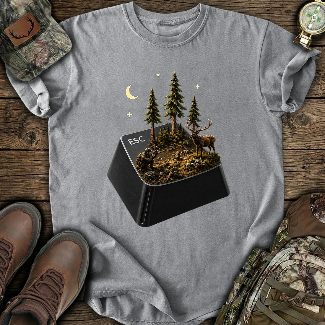 ESC Key Hunting Scene Hunter T-Shirt