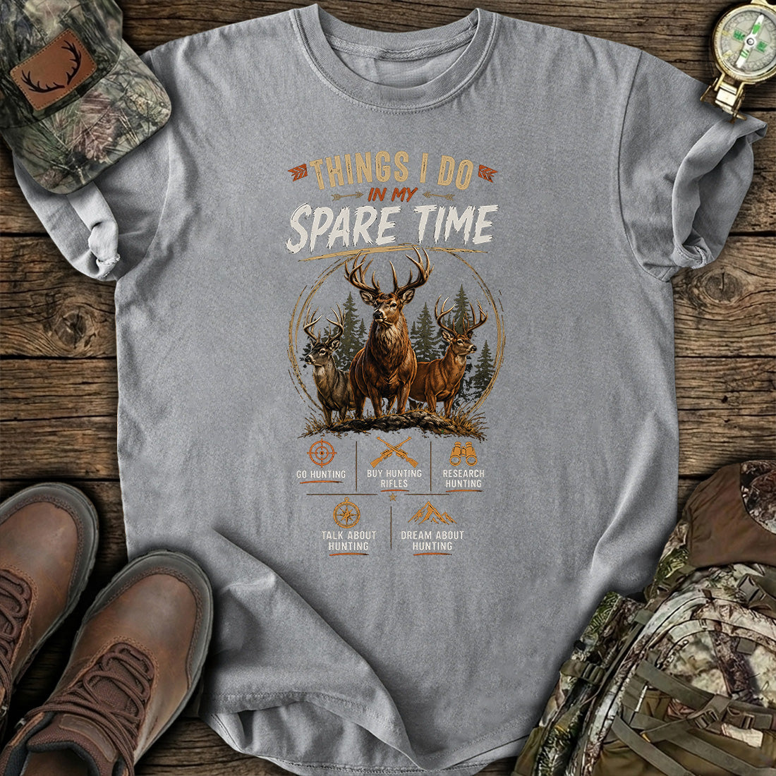 Hunting Spare Time Funny T-Shirt