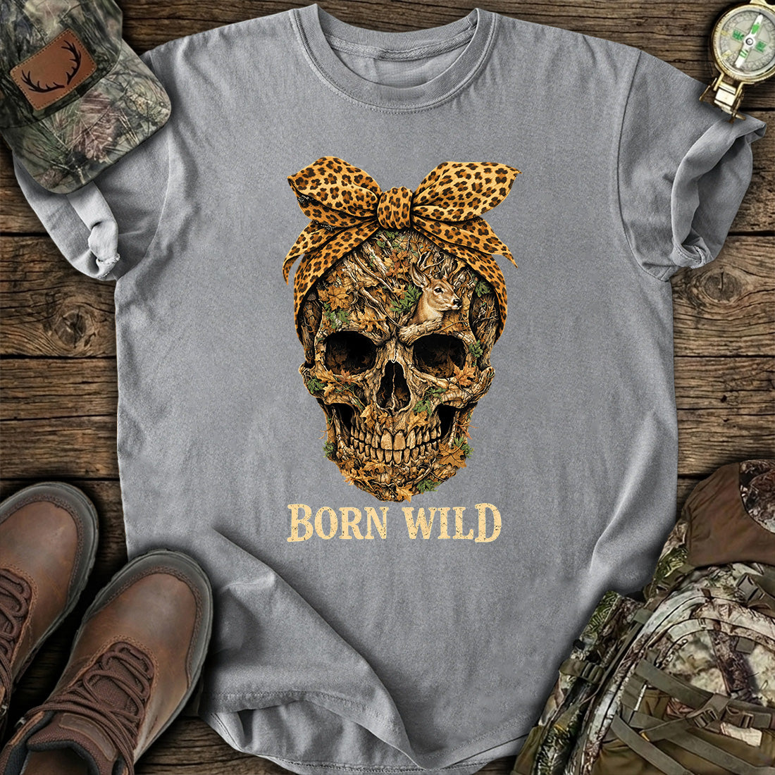 Born Wild Skull Hunting T-Shirt