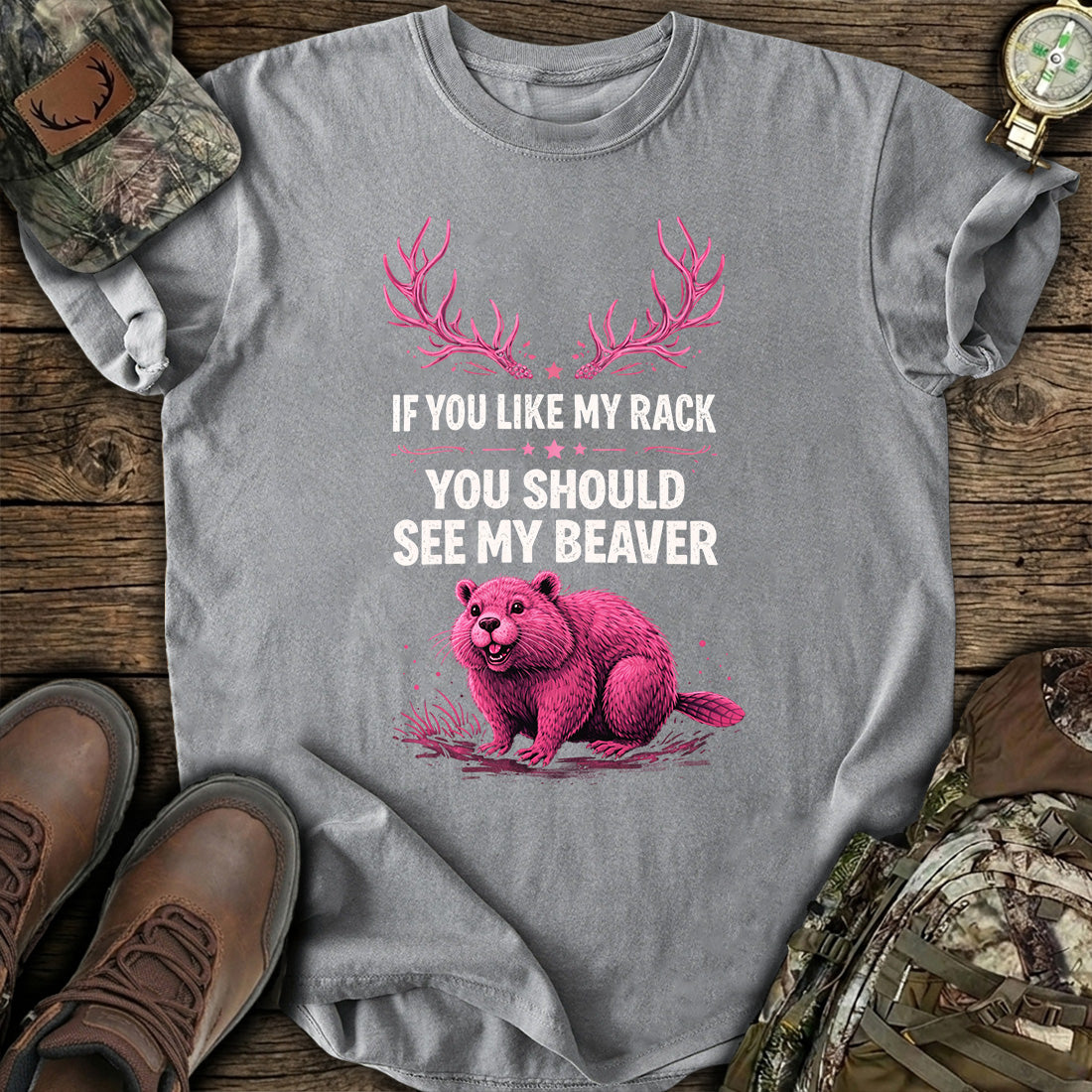 Funny Beaver Hunting Rack T-Shirt