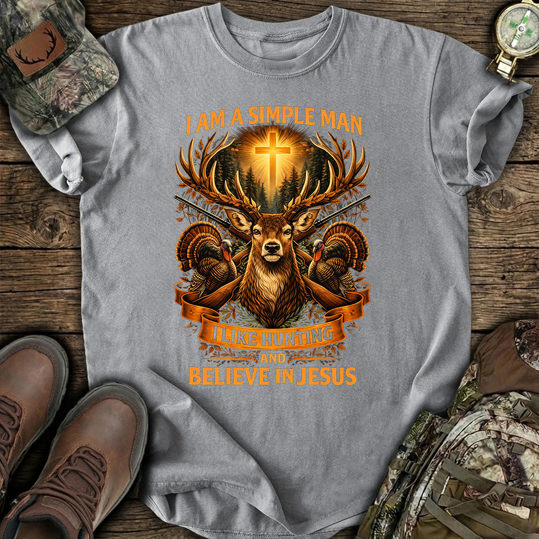 Hunting Jesus Simple Man T-Shirt