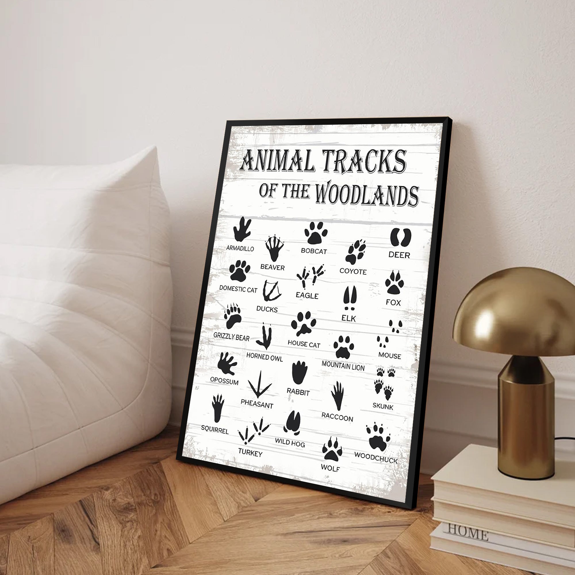 Animal Tracks of the Woodlands Canvas – Rustic Cabin Wall Art for Hunters & Nature Lovers