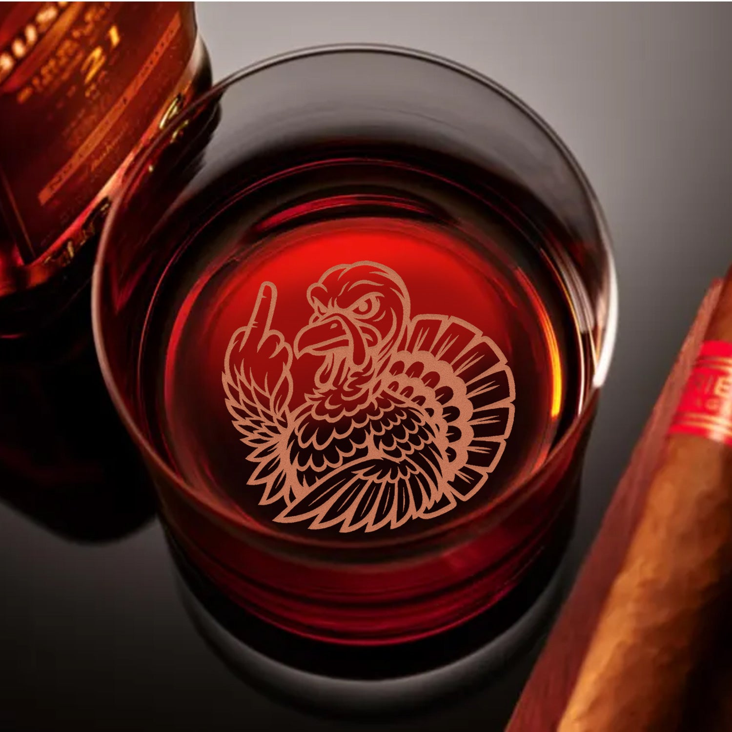 Badass Turkey Engraved Whiskey Glass – Funny Hunting Whiskey Glass 2025 Limited Edition for Hunters & Whiskey Lovers