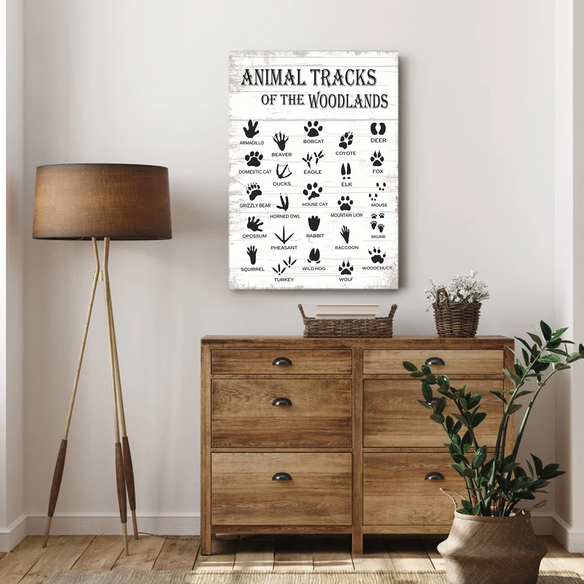 Animal Tracks of the Woodlands Canvas – Rustic Cabin Wall Art for Hunters & Nature Lovers