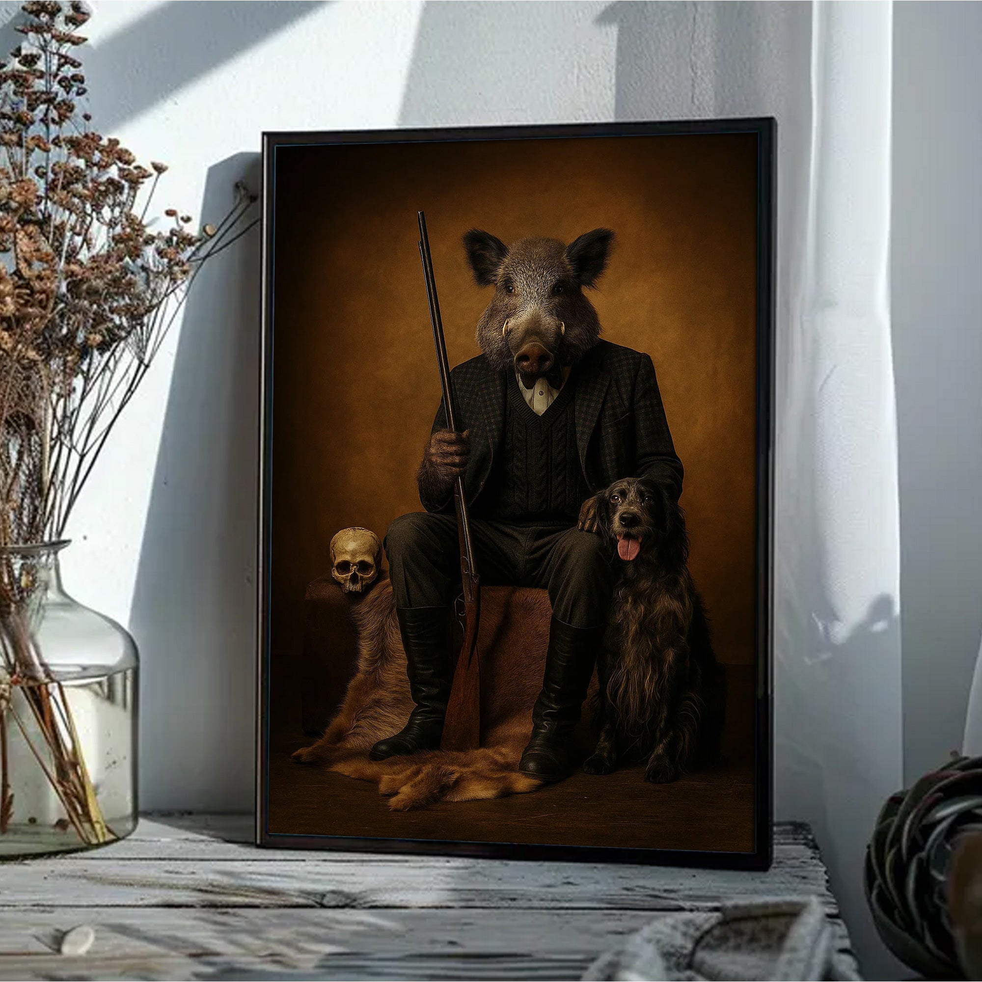 Boar Hunter Canvas Wall Art – Perfect Gift for Men Who Love Wildlife & Adventure
