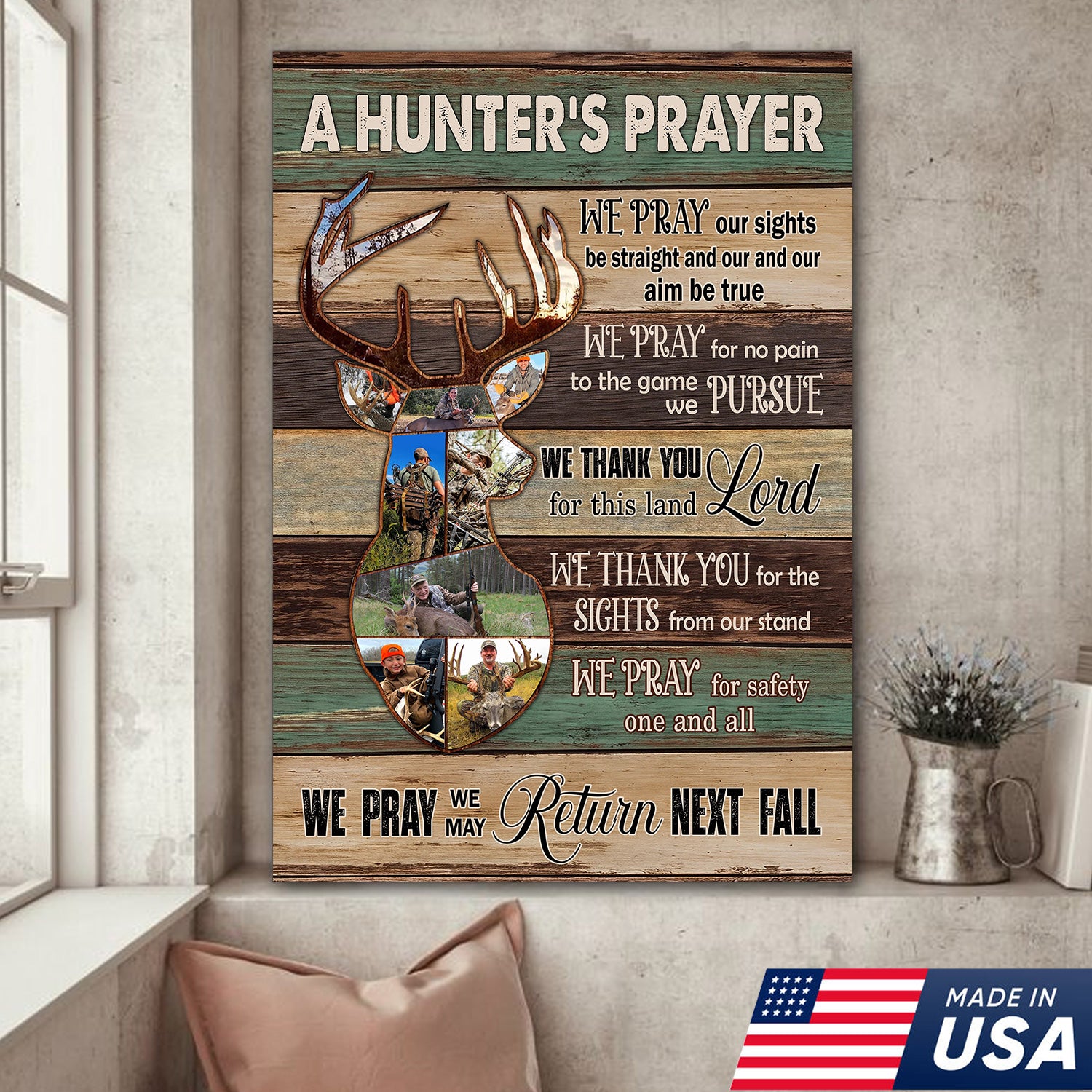 Personalized Image Hunter’s Prayer Canvas – Custom Deer Hunting Wall Art Gift for Hunters