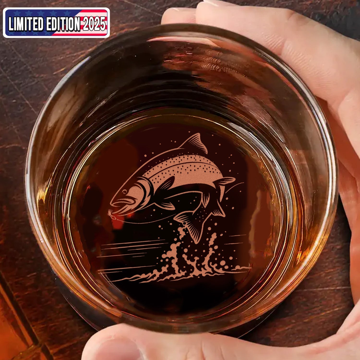 Fishing Engraved Whiskey Glass – Fish Design - Unique Gift for Fishermen & Outdoor Lovers