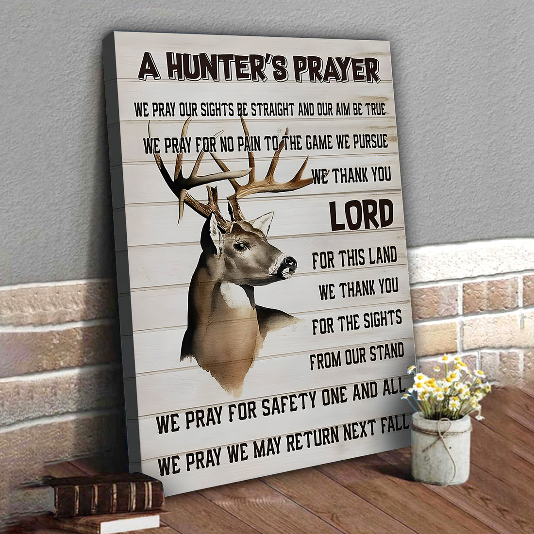 A Hunter’s Prayer Canvas – Deer Hunting Christian Rustic Wall Art Gift For Hunters