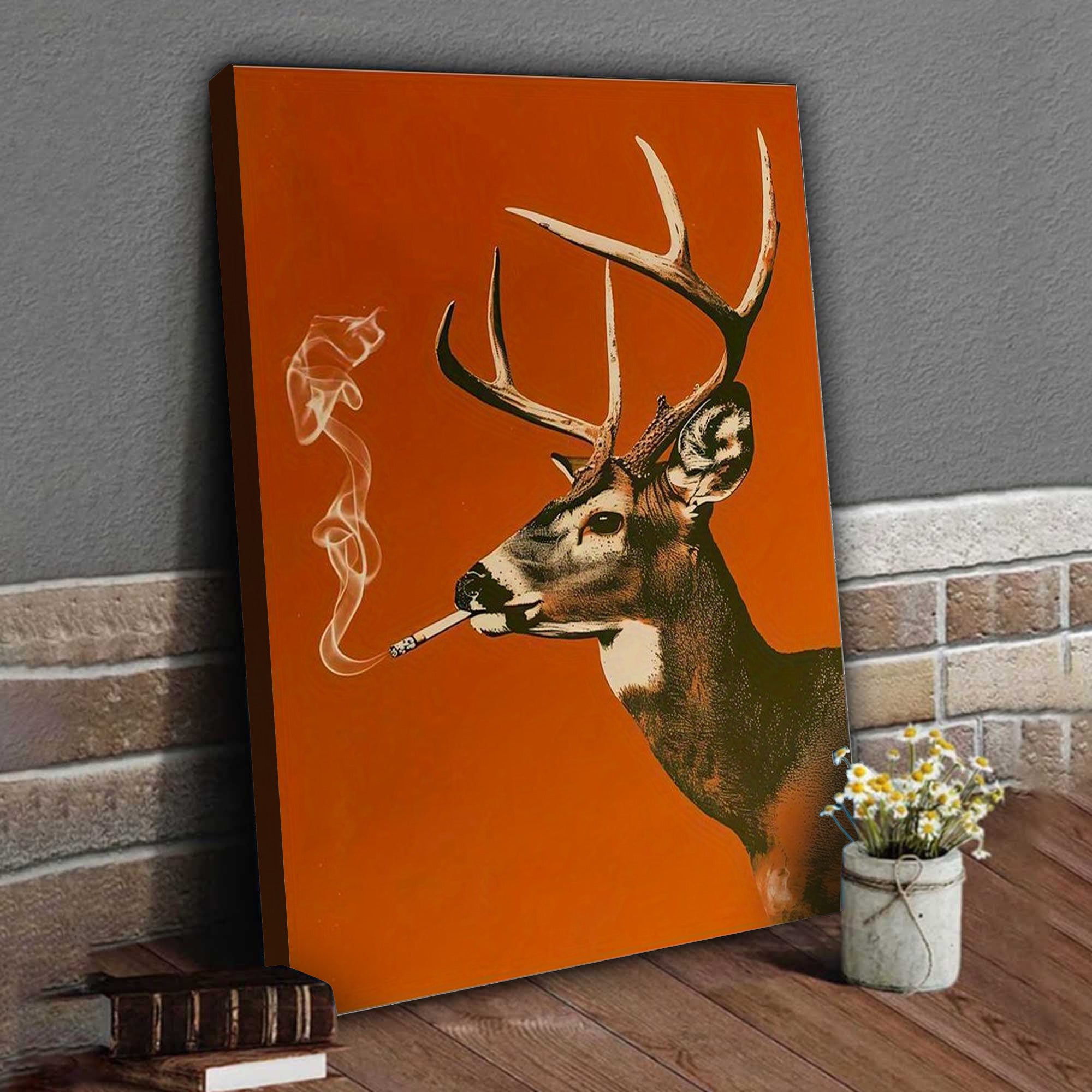 Smoking Buck Deer Canvas – Funny Hunting Wall Art for Man Caves - Gift for Hunters & Redneck Vibes