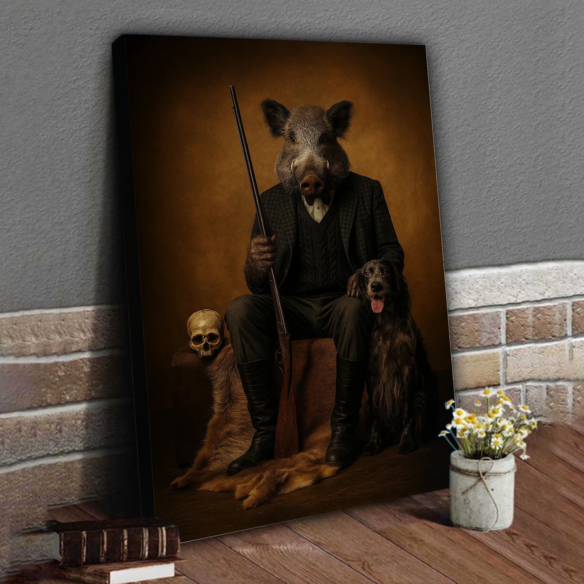 Boar Hunter Canvas Wall Art – Perfect Gift for Men Who Love Wildlife & Adventure