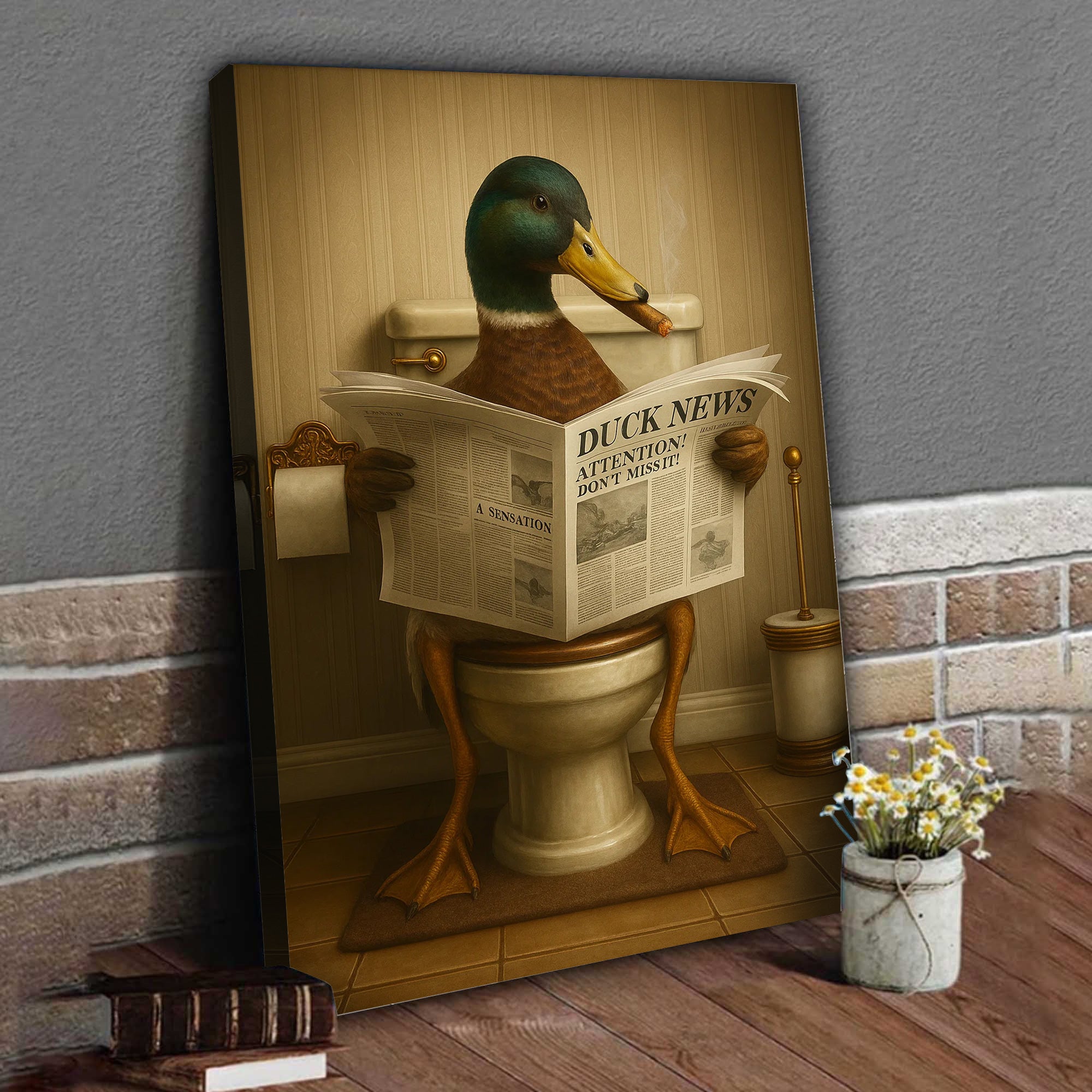 Smoking Duck Canvas – Funny Wildlife Wall Art for Hunters & Animal Lovers