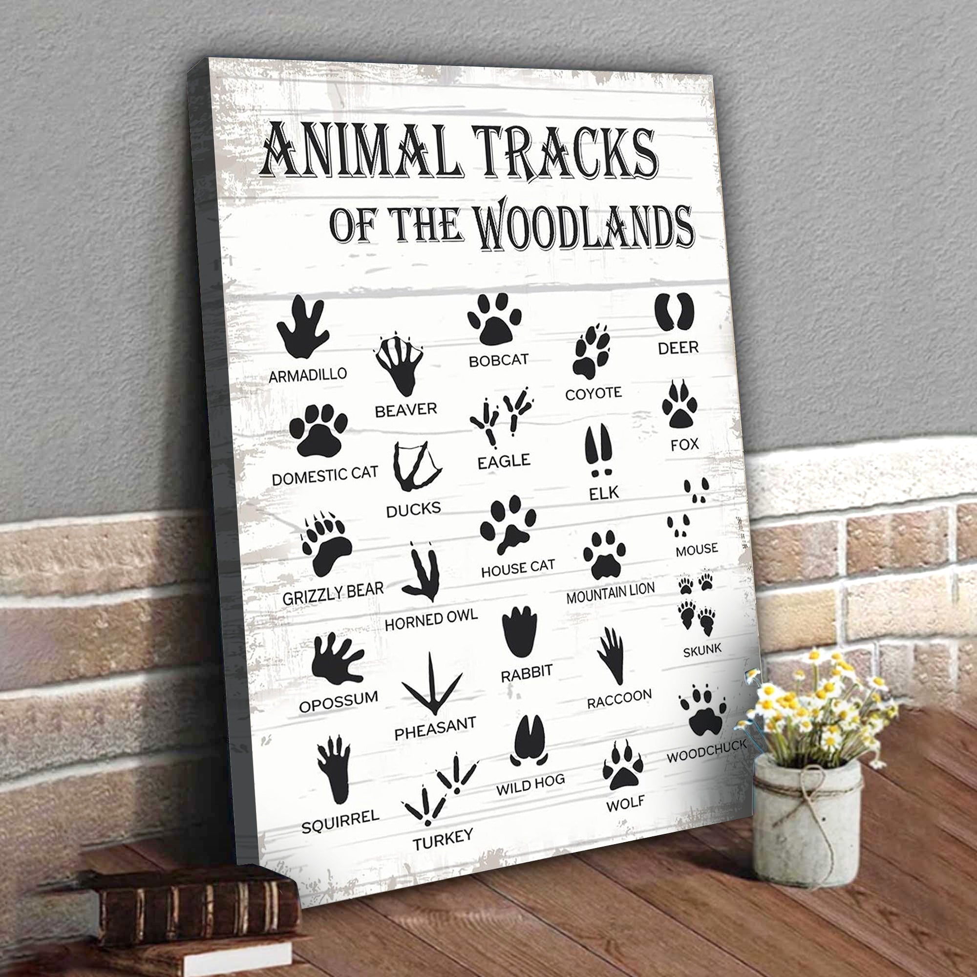 Animal Tracks of the Woodlands Canvas – Rustic Cabin Wall Art for Hunters & Nature Lovers