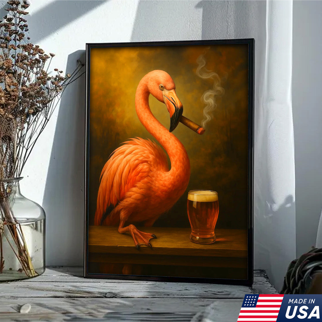 Whimsical Flamingo Canvas Wall Art - Bold Tropical Bird Design for Modern Home Decor - Unique Animal Artwork
