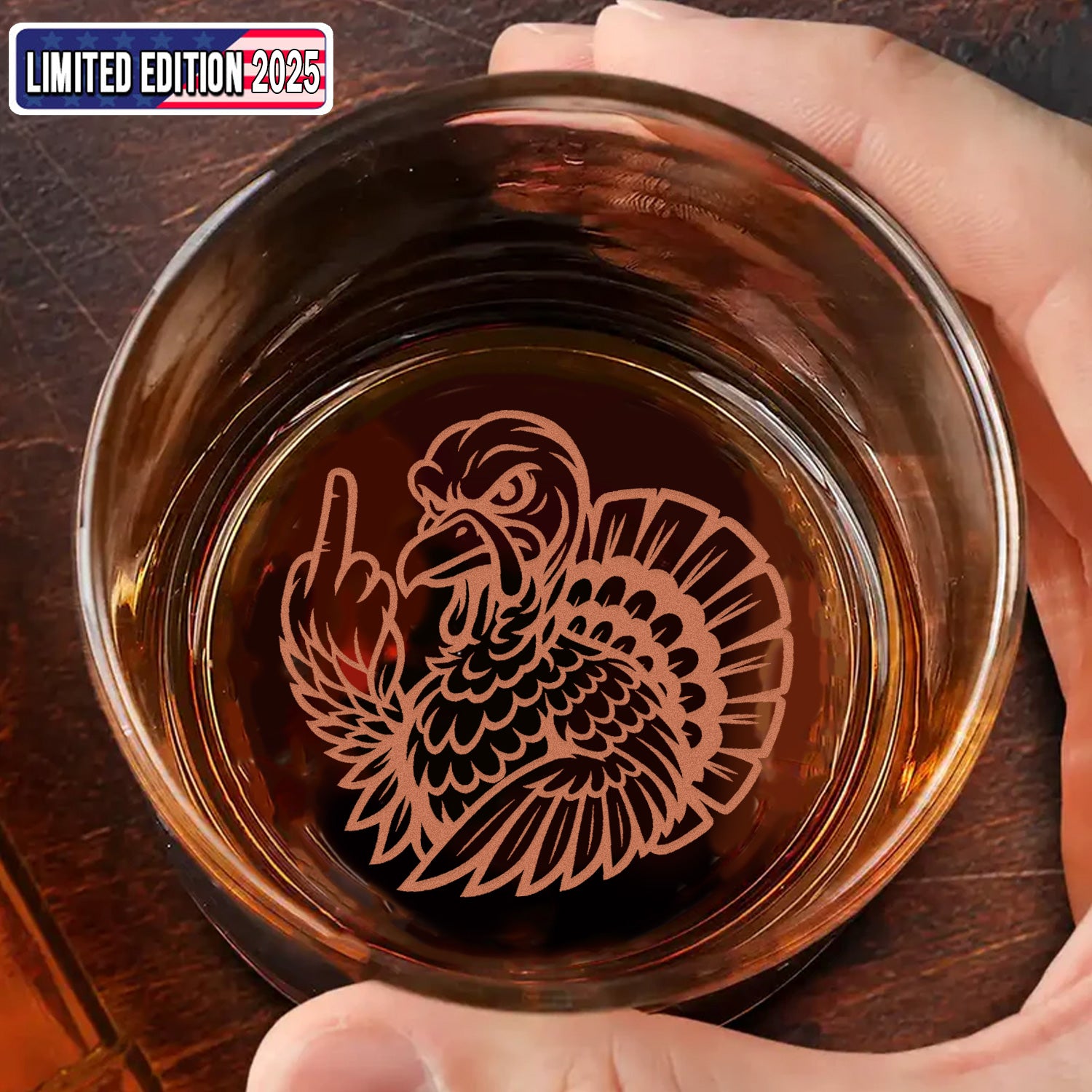 Badass Turkey Engraved Whiskey Glass – Funny Hunting Whiskey Glass 2025 Limited Edition for Hunters & Whiskey Lovers