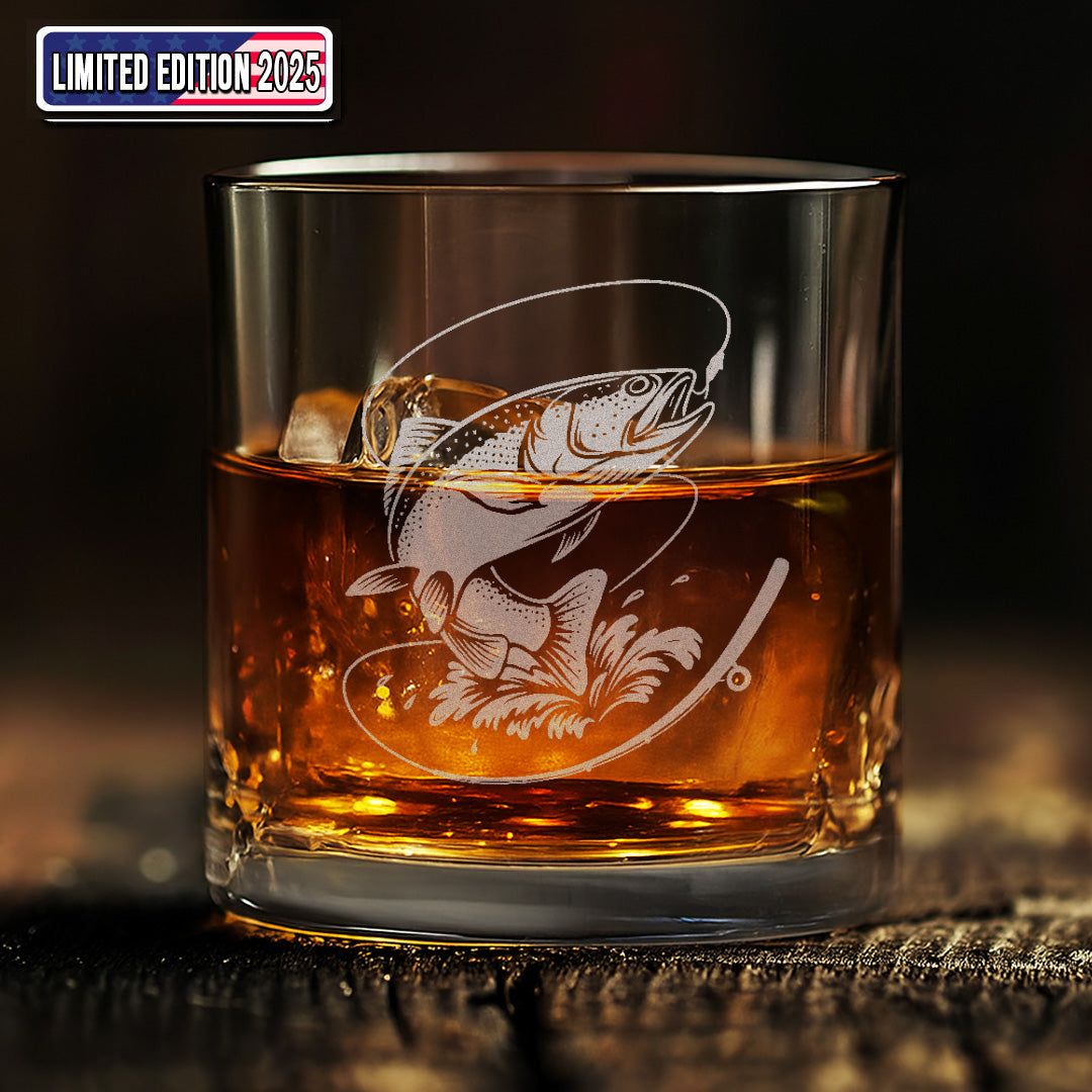 Trout Fishing Whiskey Glass – Custom Engraved Fly Fisherman Gift 2025 Limited Edition