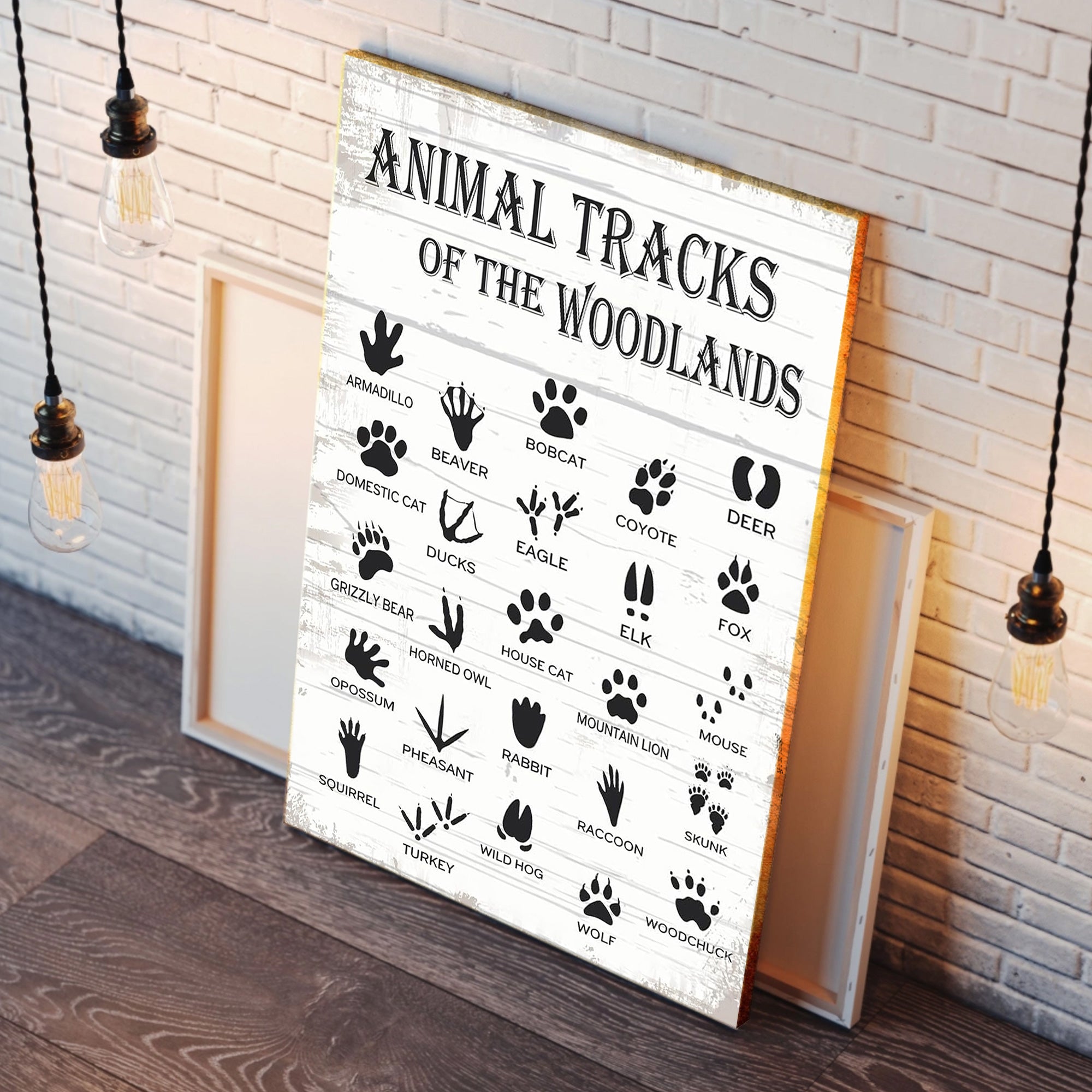 Animal Tracks of the Woodlands Canvas – Rustic Cabin Wall Art for Hunters & Nature Lovers