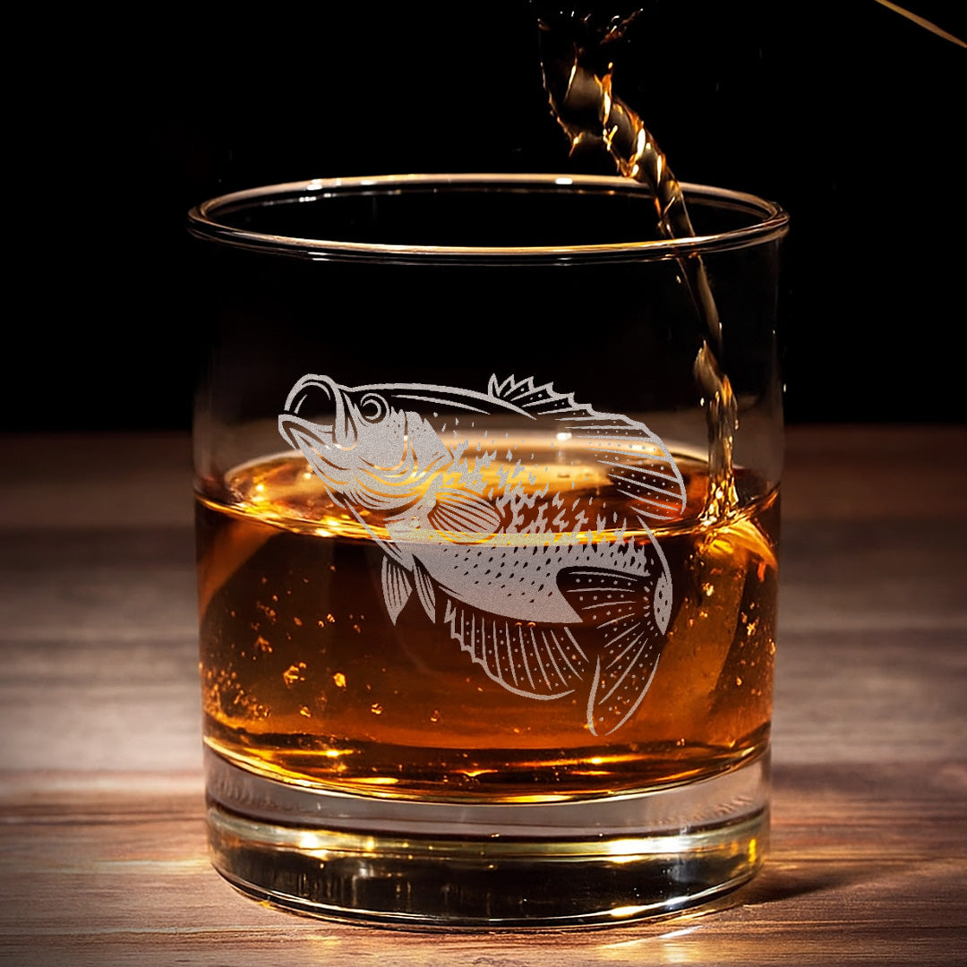 Crappie Fishing Whiskey Glass – Engraved Fisherman Gift for Dad, Husband,
