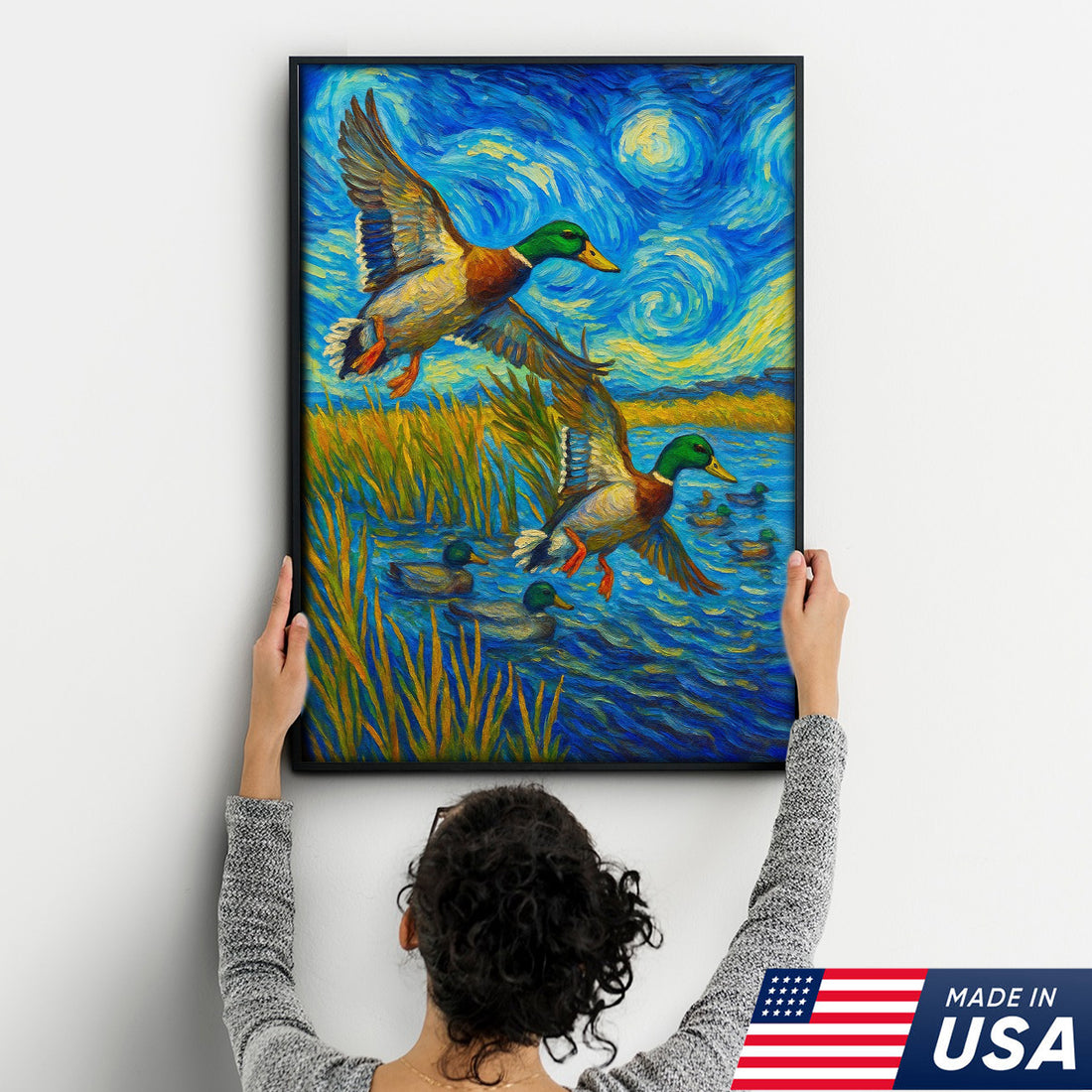 Mallard Duck Hunting Canvas Wall Art – Flying Ducks Rustic Decor