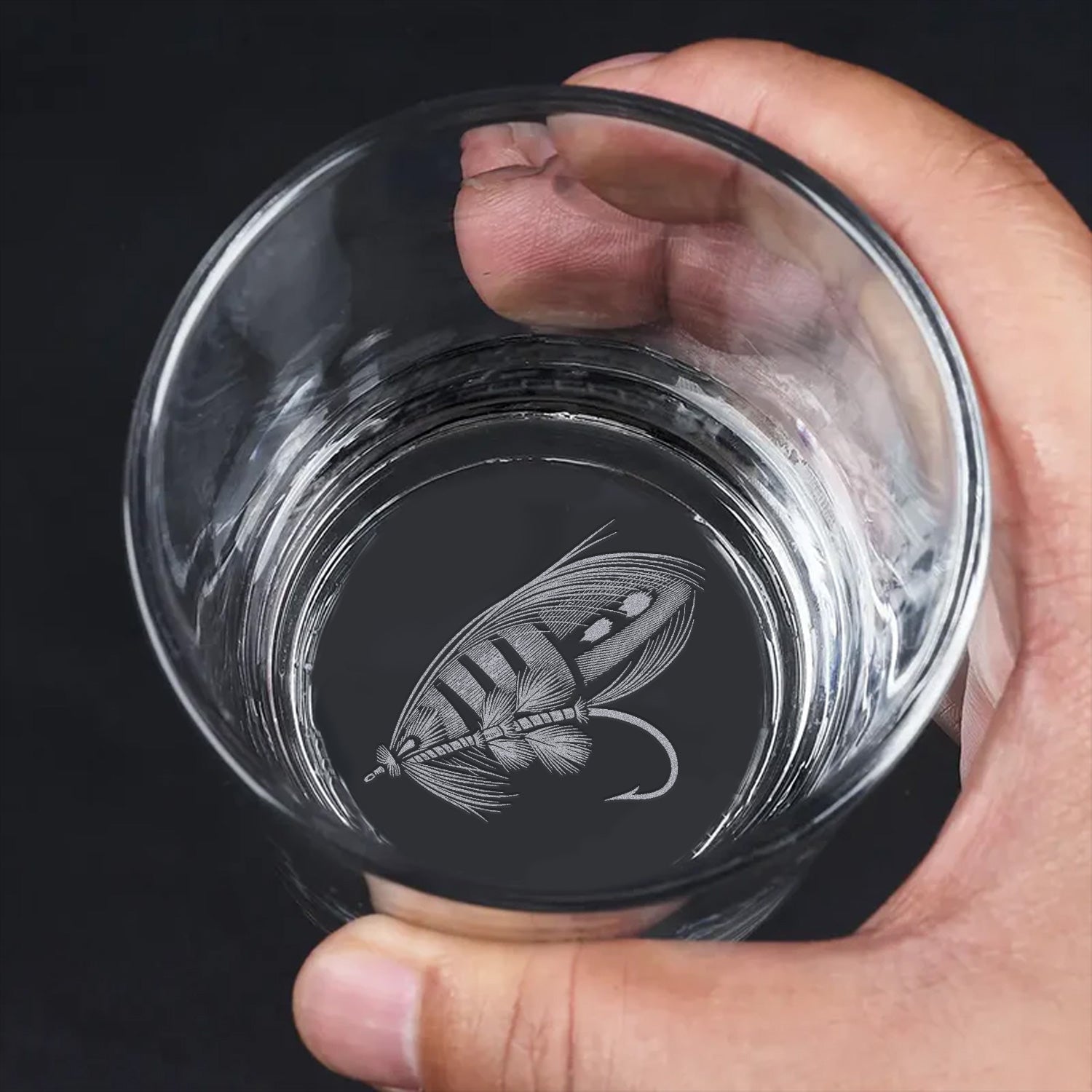 Fly Fishing Engraved Whiskey Glass – Whiskey Glass for Men, Fishermen & Whiskey Lovers