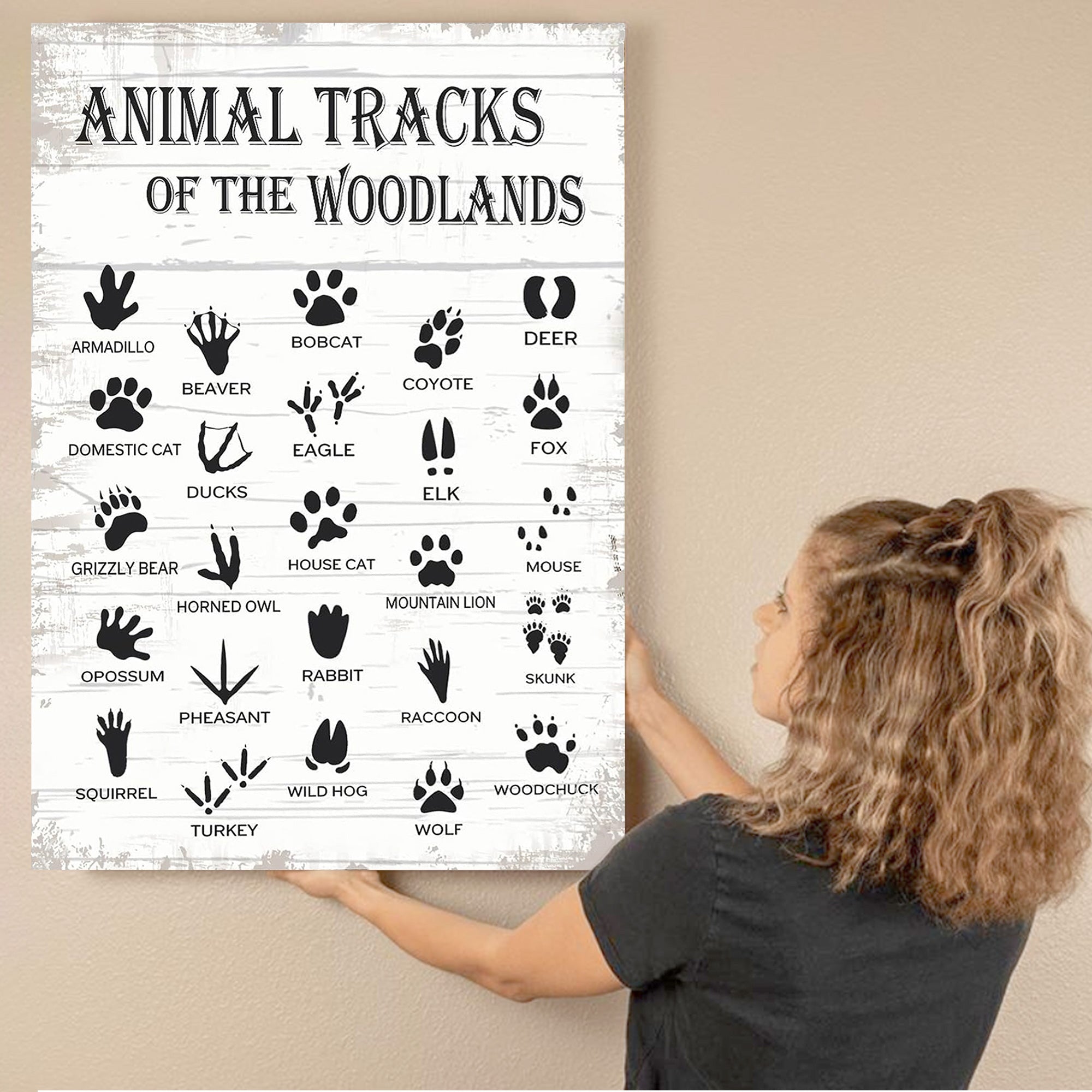 Animal Tracks of the Woodlands Canvas – Rustic Cabin Wall Art for Hunters & Nature Lovers